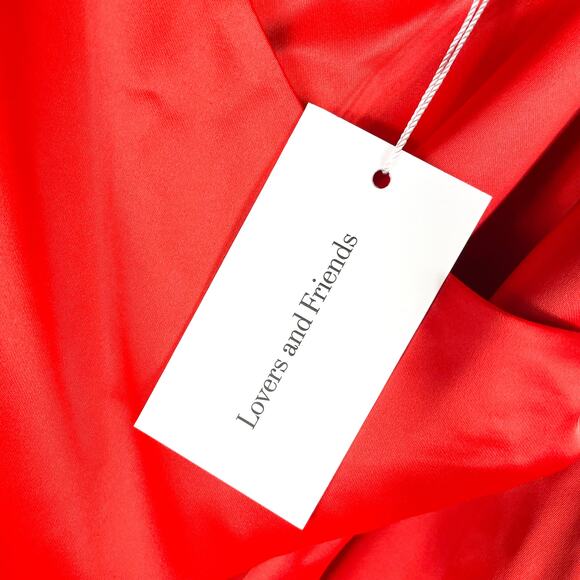 Lovers & Friends Mackenzie Gown Red Wrap Maxi Dress Sz XL Satin Sleeveless - Picture 6 of 12